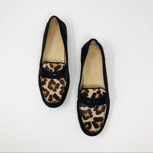 Neiman Marcus Leopard Calf Hair & Suede Loafers